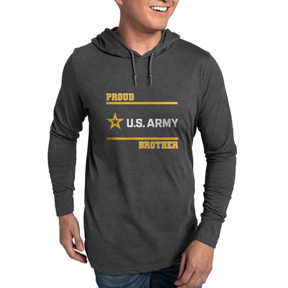 CafePress - Proud Army Brother White And Gold Long Sleeve T Shirt - Mens Hooded Shirt