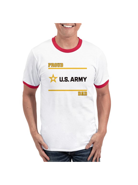 - Proud Army Dad Black And Gold T Shirt - 100% Cotton Ringed T-Shirt