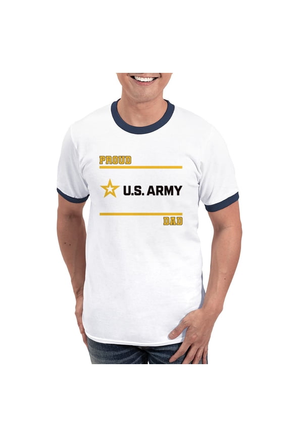 - Proud Army Dad Black And Gold T Shirt - 100% Cotton Ringed T-Shirt