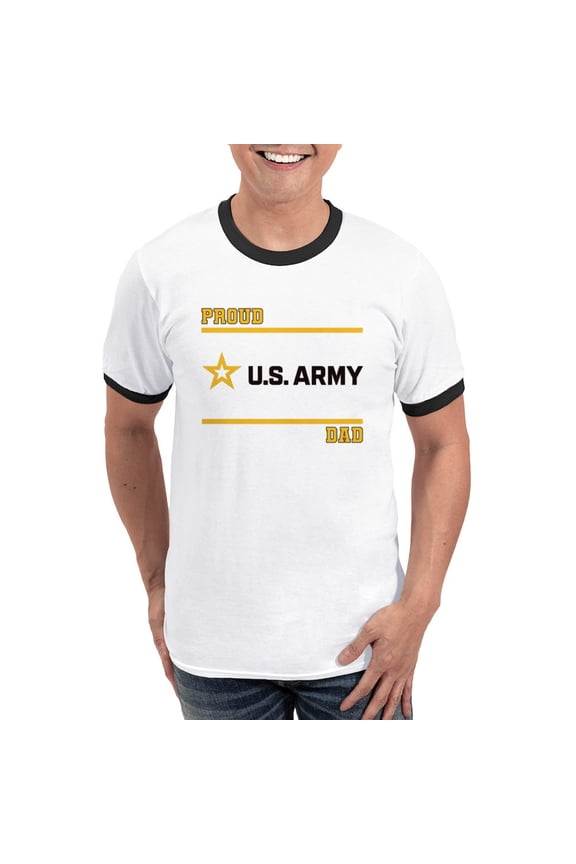 - Proud Army Dad Black And Gold T Shirt - 100% Cotton Ringed T-Shirt