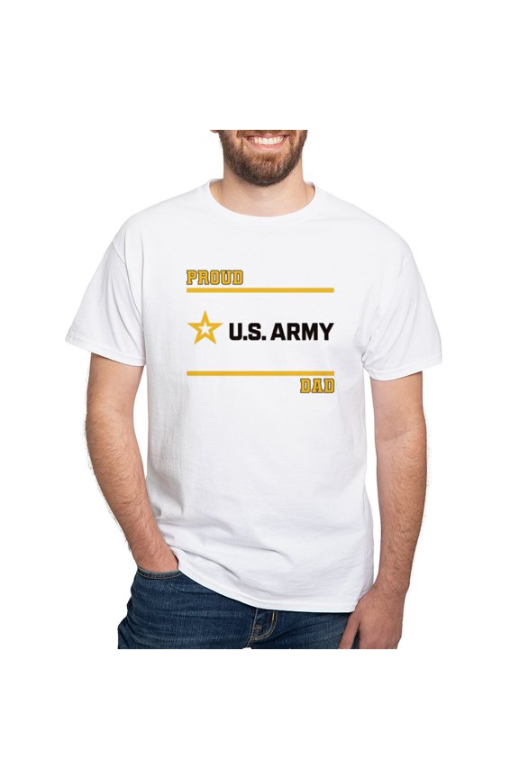 - Proud Army Dad Black And Gold T Shirt - Men's White Classic Cotton T-Shirts