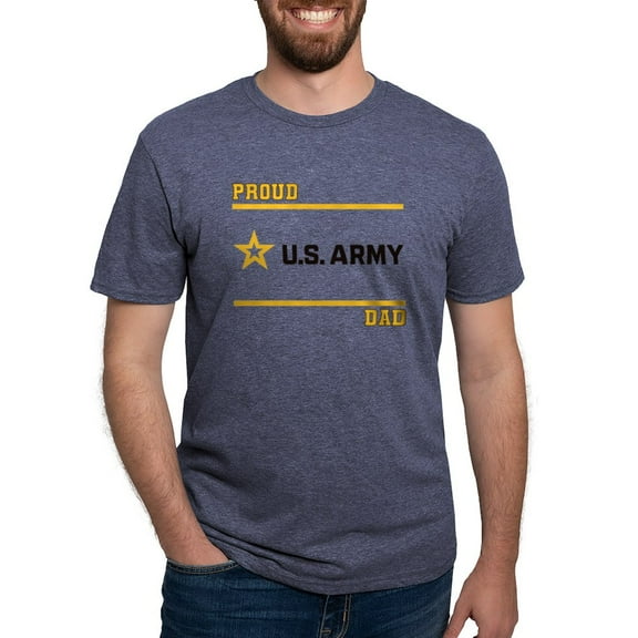 CafePress - Proud Army Dad Black And Gold T Shirt - Mens Tri-blend T-Shirt