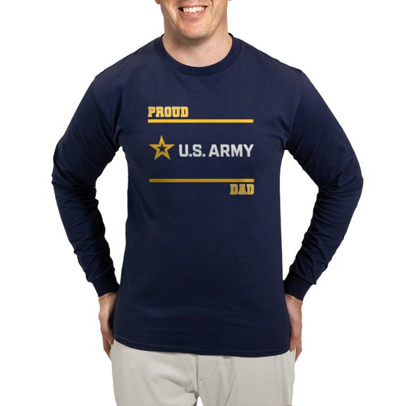 CafePress - Proud Army Dad White And Gold Long Sleeve T Shirt - Long Sleeve Dark T-Shirt