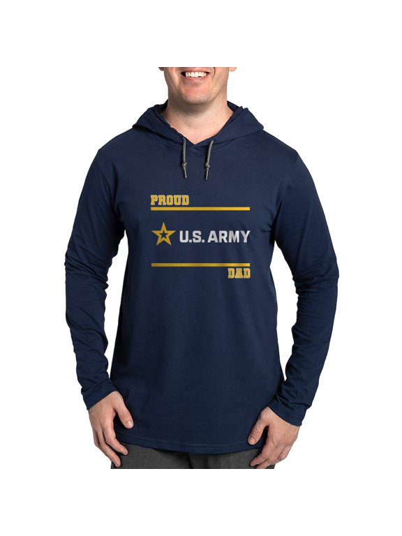 - Proud Army Dad White And Gold Long Sleeve T Shirt - Mens Hooded Shirt