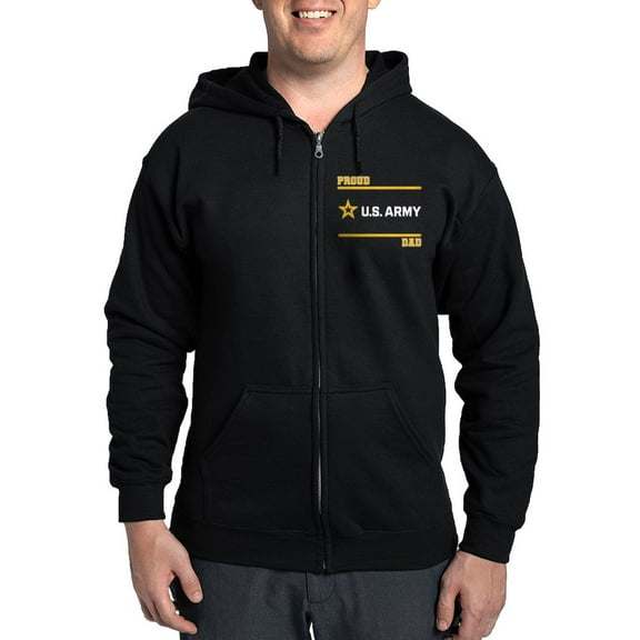 CafePress - Proud Army Dad White And Gold Sweatshirt - Zip Hoodie, Classic Hooded Sweatshirt with Metal Zipper
