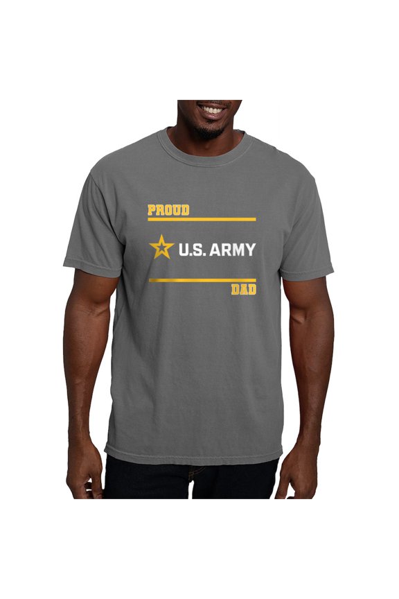 - Proud Army Dad White And Gold T Shirt - Mens Comfort Colors Shirt