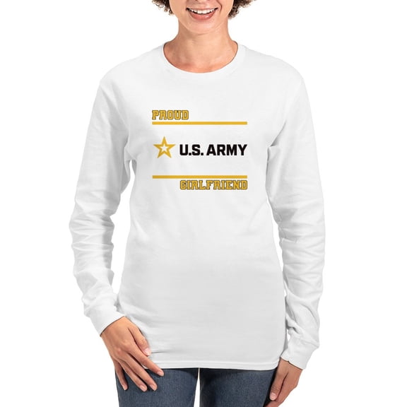 CafePress - Proud Army Girlfriend Black And Gold Long Sleeve T Shirt - Women's Long Sleeve Graphic Casual T-Shirt