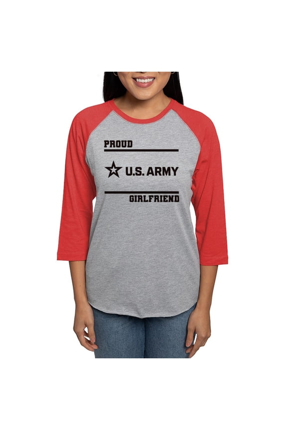 - Proud Army Girlfriend Black Long Sleeve T Shirt - Womens Baseball Tee