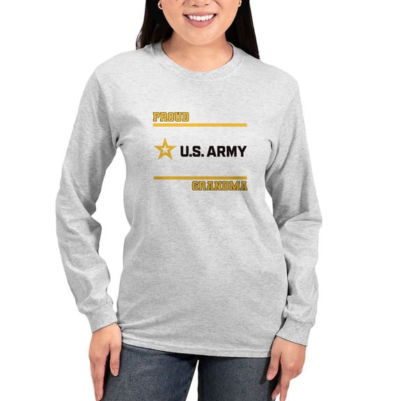 CafePress - Proud Army Grandma Black And Gold Long Sleeve T Shirt - Women's Long Sleeve Graphic Casual T-Shirt