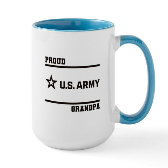 CafePress - Proud Army Grandpa Black Mugs - 15 oz Ceramic Large White Novelty Mug