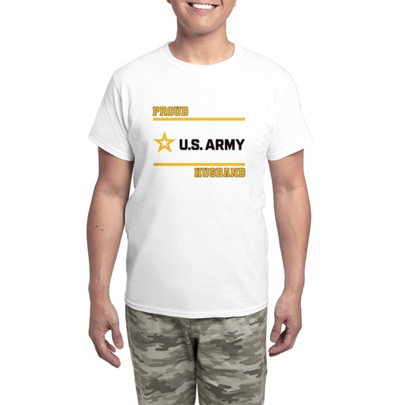 CafePress - Proud Army Husband Black And Gold Pajamas - Men's Light Loose Fit Cotton Pajama Set