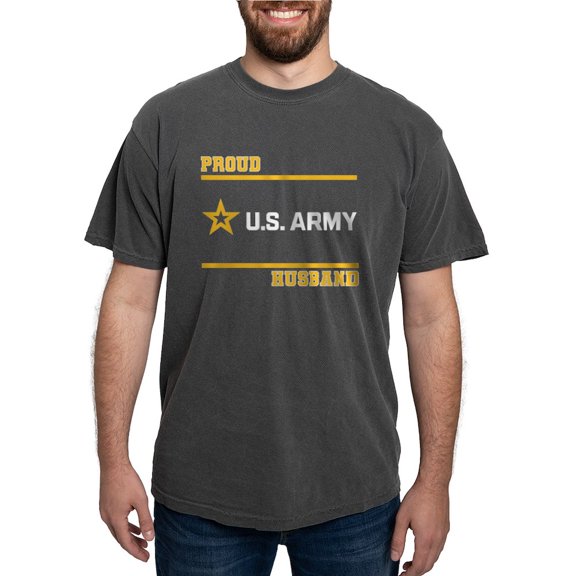 CafePress - Proud Army Husband White And Gold T Shirt - Mens Comfort Colors Shirt