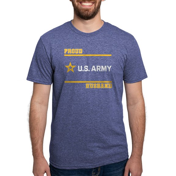 CafePress - Proud Army Husband White And Gold T Shirt - Mens Tri-blend T-Shirt