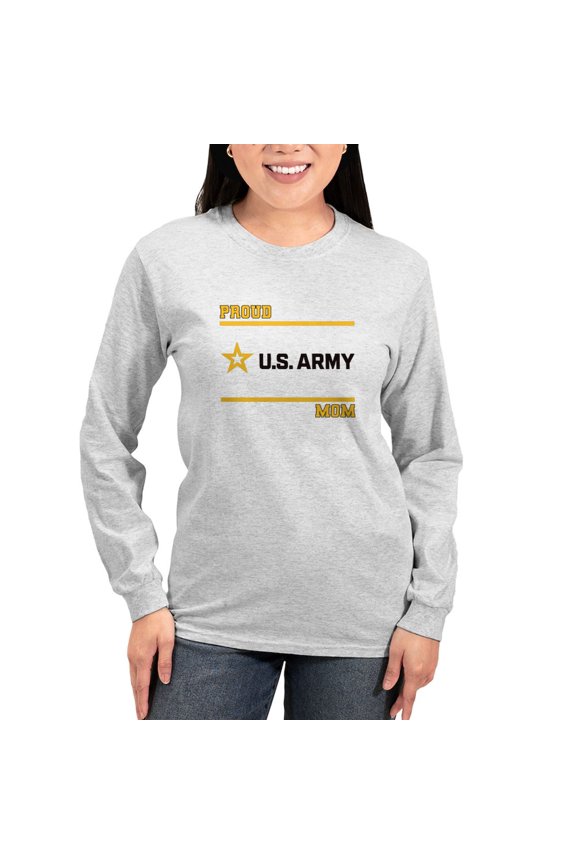 - Proud Army Mom Black And Gold Long Sleeve T Shirt - Women's Long Sleeve Graphic Casual T-Shirt