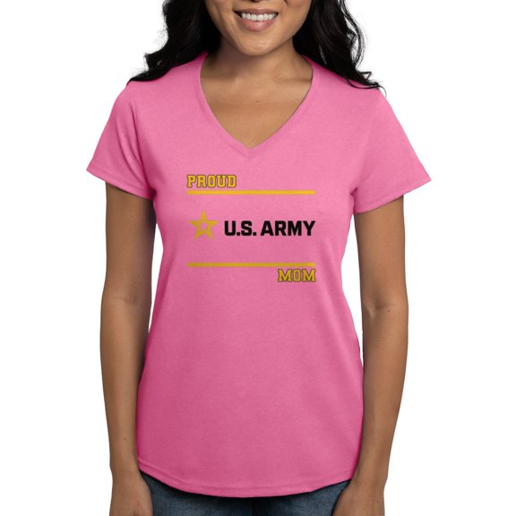 CafePress - Proud Army Mom Black And Gold T Shirt - Women's V-Neck Dark T-Shirt
