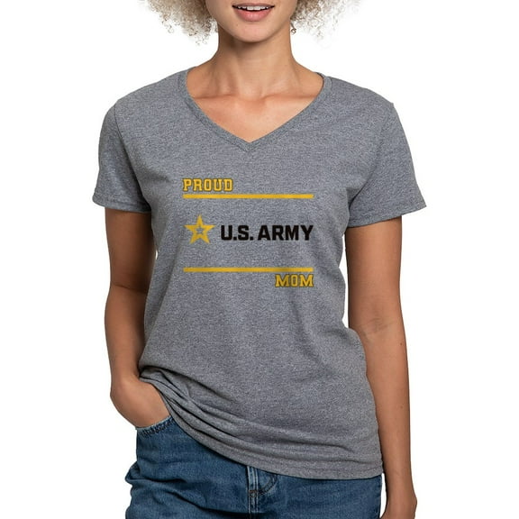 CafePress - Proud Army Mom Black And Gold T Shirt - Women's V-Neck Dark T-Shirt