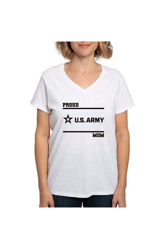 - Proud Army Mom Black T Shirt - Womens Cotton V-Neck T-shirt