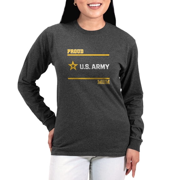 CafePress - Proud Army Mom White And Gold Long Sleeve T Shirt - Women's Long Sleeve Graphic Tee Casual Fit