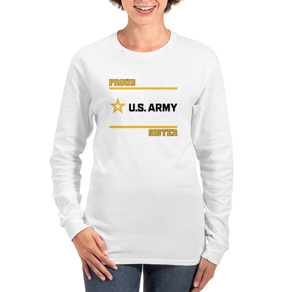 CafePress - Proud Army Sister Black And Gold Long Sleeve T Shirt - Women's Long Sleeve Graphic Casual T-Shirt