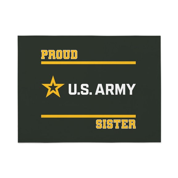 CafePress - Proud Army Sister White And Gold - Large Plush Fleece Throw Blanket, 80" L x 60" W