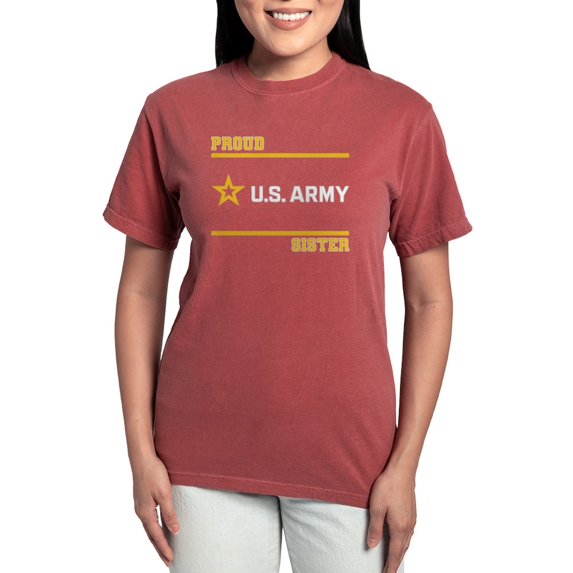 CafePress - Proud Army Sister White And Gold T Shirt - Womens Comfort Colors® Shirt