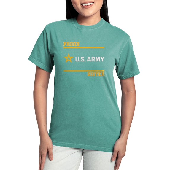 CafePress - Proud Army Sister White And Gold T Shirt - Womens Comfort Colors® Shirt
