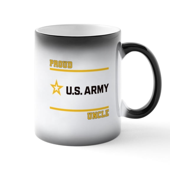 CafePress - Proud Army Uncle Black And Gold - 11 oz Color Changing Magic Mug