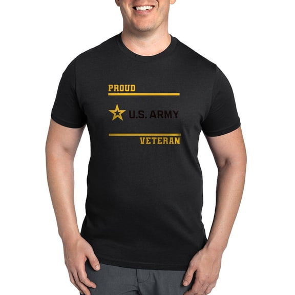CafePress - Proud Army Veteran Black And Gold Men's Eco Sport T Shirt - Men's Dark Eco Sport T-Shirt