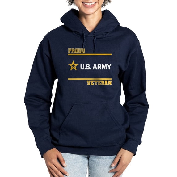 CafePress - Proud Army Veteran White And Gold Sweatshirt - Pullover Hoodie, Classic & Comfortable Hooded Sweatshirt