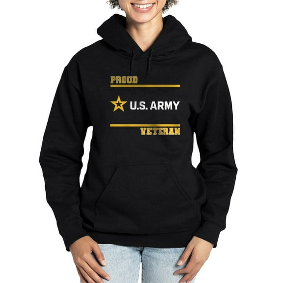CafePress - Proud Army Veteran White And Gold Sweatshirt - Pullover Hoodie, Classic & Comfortable Hooded Sweatshirt