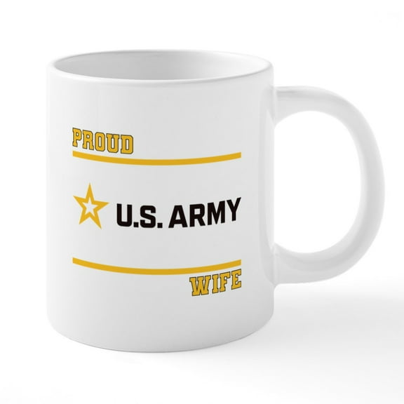 CafePress - Proud Army Wife Black And Gold Mugs - 20 Oz White Ceramic Mega Mug