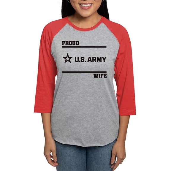 CafePress - Proud Army Wife Black Long Sleeve T Shirt - Womens Baseball Tee