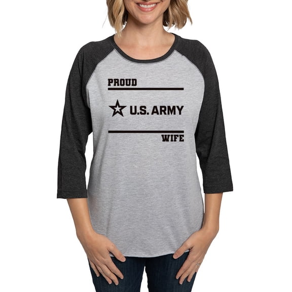 CafePress - Proud Army Wife Black Long Sleeve T Shirt - Womens Baseball Tee