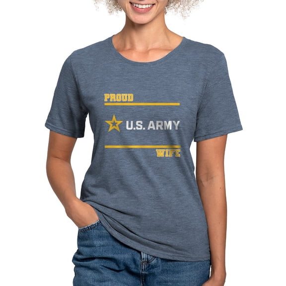 CafePress - Proud Army Wife White And Gold T Shirt - Womens Tri-blend T-Shirt
