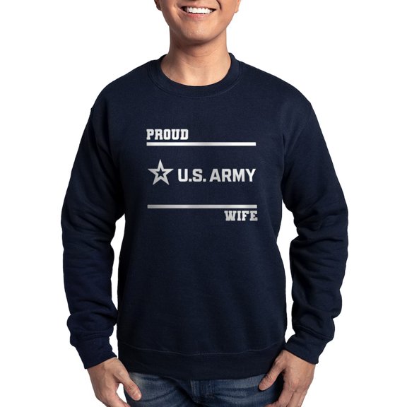 CafePress - Proud Army Wife White Sweatshirt - Classic Crew Neck Sweatshirt