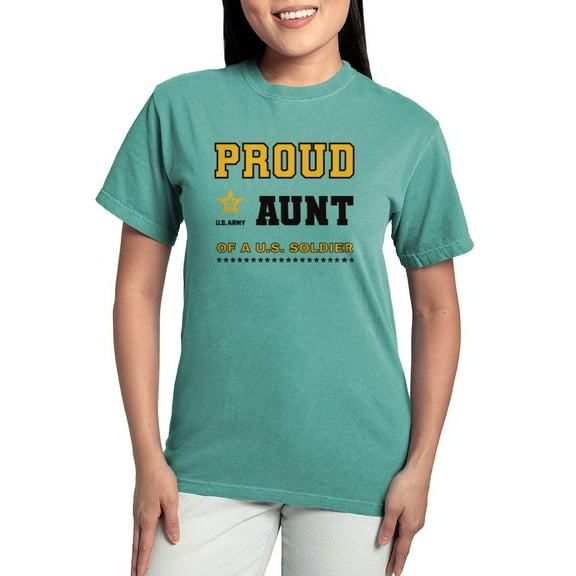 CafePress - Proud Aunt Of A Soldier Black And Gold T Shirt - Womens Comfort Colors® Shirt
