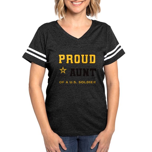 CafePress - Proud Aunt Of A Soldier Black And Gold T Shirt - Womens Football Shirt