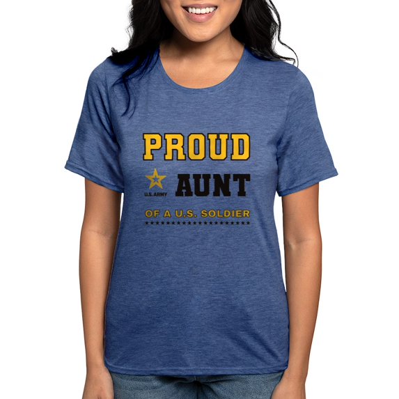 CafePress - Proud Aunt Of A Soldier Black And Gold T Shirt - Womens Tri-blend T-Shirt