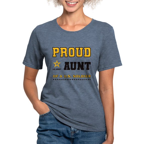 CafePress - Proud Aunt Of A Soldier Black And Gold T Shirt - Womens Tri-blend T-Shirt