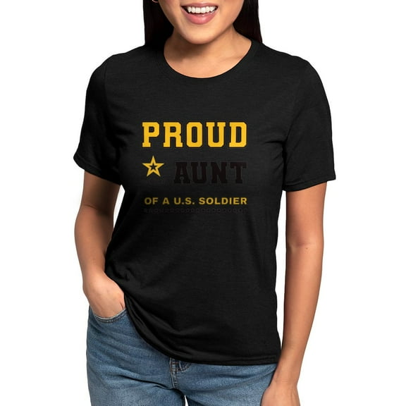 CafePress - Proud Aunt Of A Soldier Black And Gold T Shirt - Womens Tri-blend T-Shirt