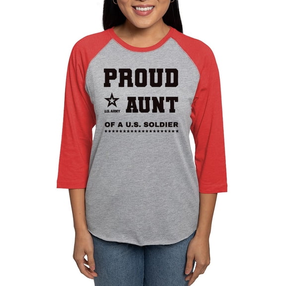 CafePress - Proud Aunt Of A Soldier Black Long Sleeve T Shirt - Womens Baseball Tee