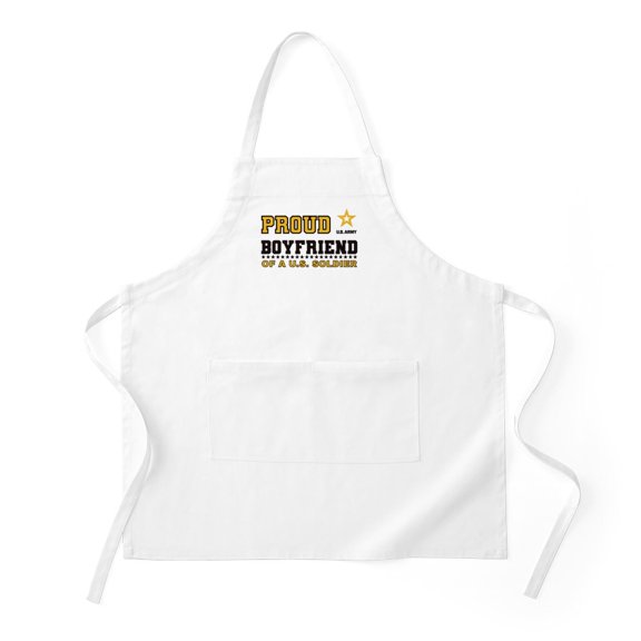 CafePress - Proud Boyfriend Of A Soldier Black And Gold - Kitchen Apron with Pockets, Grilling Apron, Baking Apron