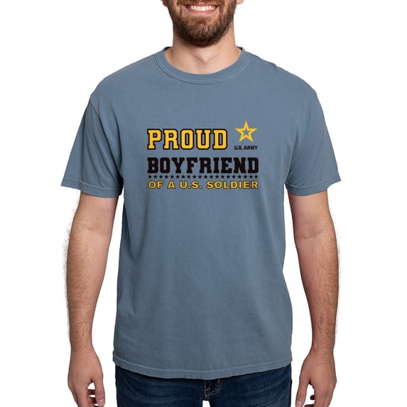 CafePress - Proud Boyfriend Of A Soldier Black And Gold T Shirt - Mens Comfort Colors Shirt