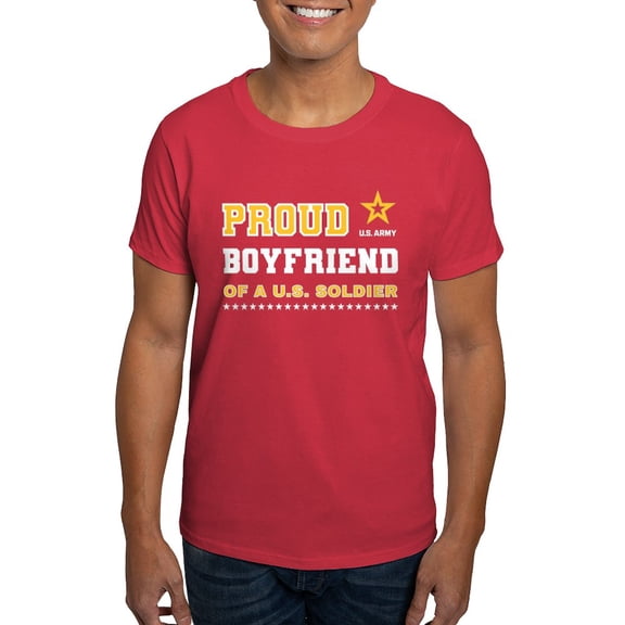CafePress - Proud Boyfriend Of A Soldier White And Gold T Shirt - Men's Classic Graphic Cotton T-Shirt