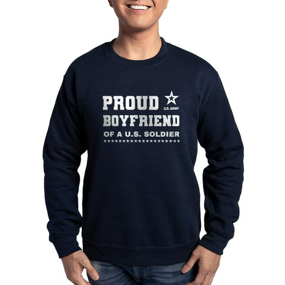 CafePress - Proud Boyfriend Of A Soldier White Sweatshirt - Classic Crew Neck Sweatshirt