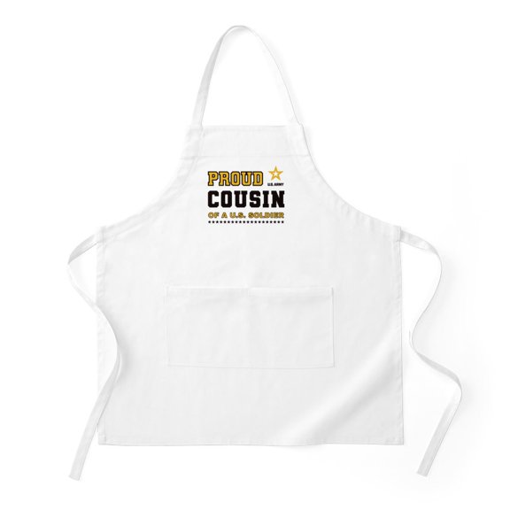 CafePress - Proud Cousin Of A Soldier Black And Gold - Kitchen Apron with Pockets, Grilling Apron, Baking Apron
