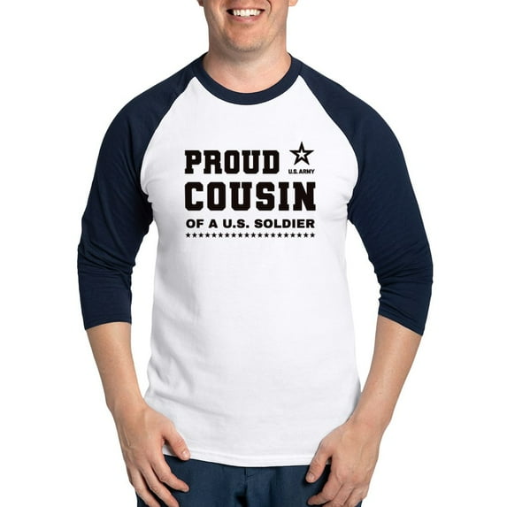 CafePress - Proud Cousin Of A Soldier Black Baseball Jersey - Cotton Baseball Jersey, 3/4 Raglan Sleeve Shirt