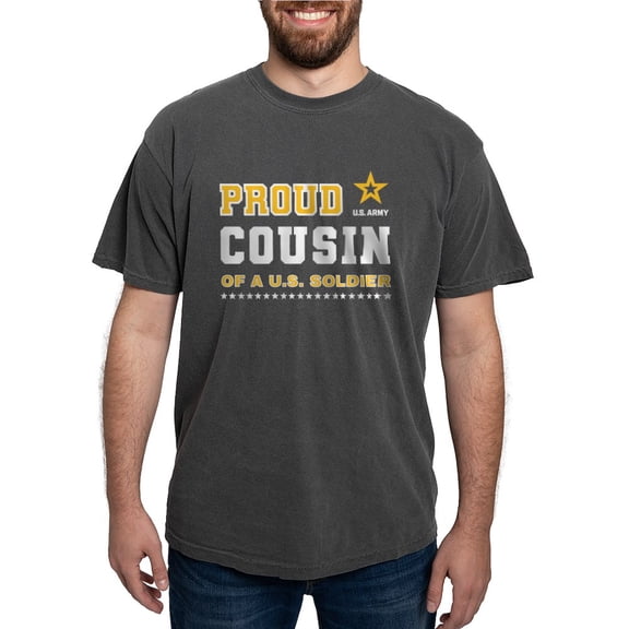 CafePress - Proud Cousin Of A Soldier White And Gold T Shirt - Mens Comfort Colors Shirt