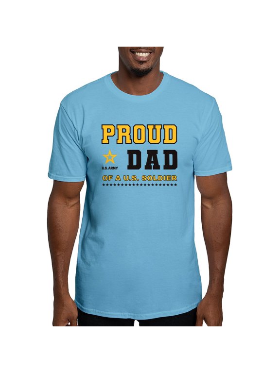 - Proud Dad Of A Soldier Black And Gold T Shirt - Fitted T-Shirt, Vintage Fit Soft Cotton Tee