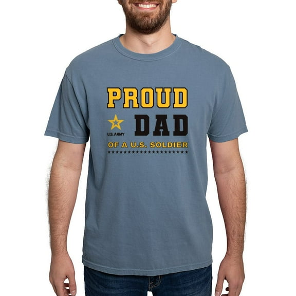 CafePress - Proud Dad Of A Soldier Black And Gold T Shirt - Mens Comfort Colors Shirt